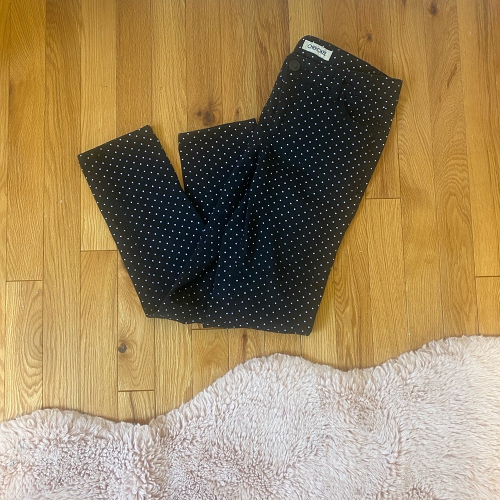 Cherokee Black Pants with White Dots
